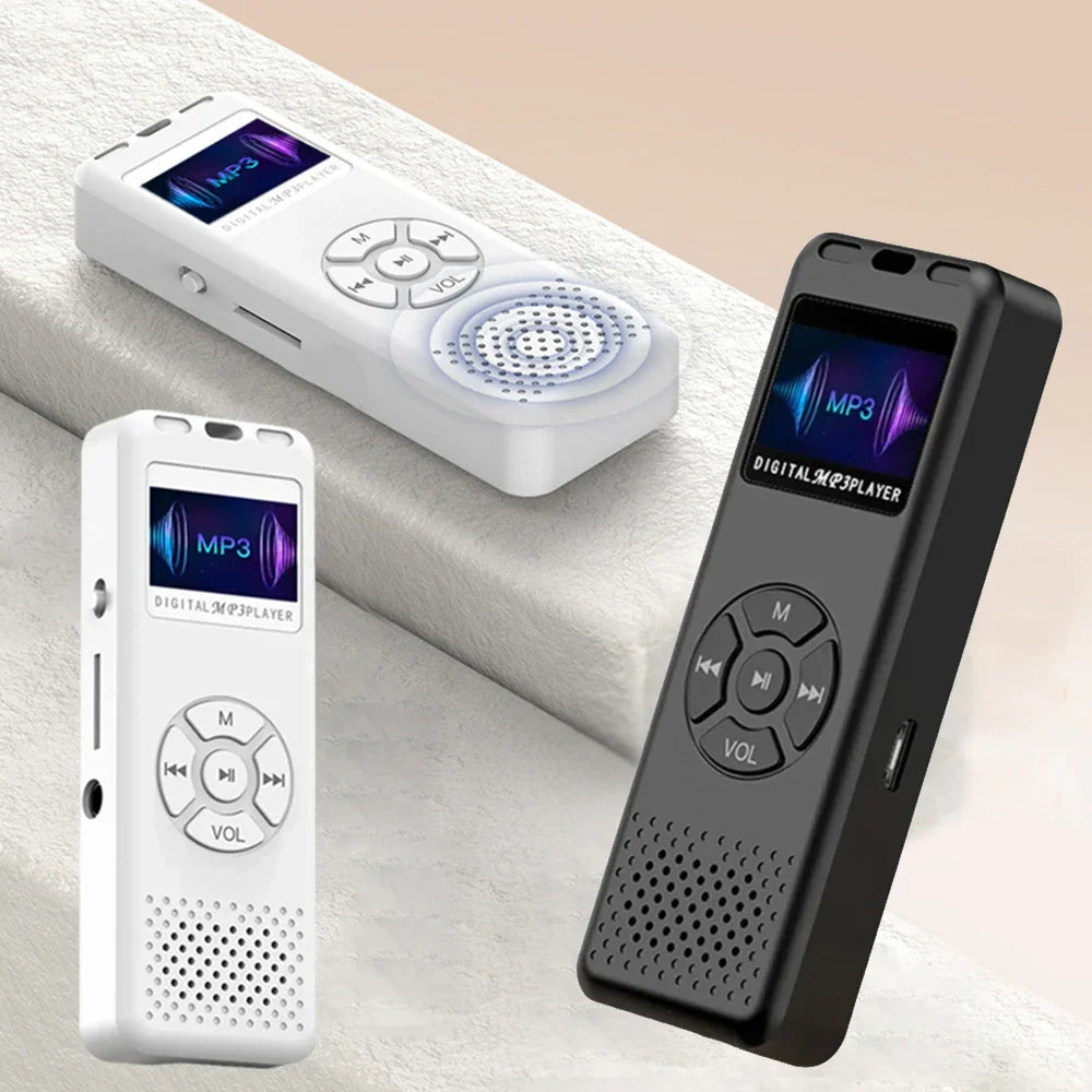 White and black digital voice recorder mp3 player professional dictaphone with screen and circular control buttons radio 32gb 64gb