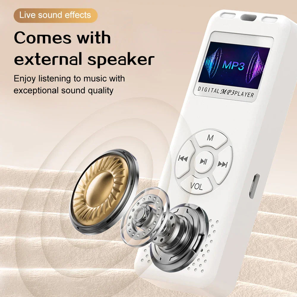 White digital voice recorder mini mp3 player professional dictaphone with screen and control buttons radio 32gb 64gb