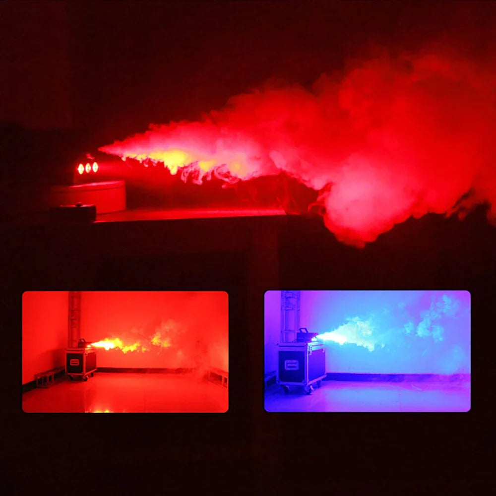 Disco party automatic fog machine led-600plus emitting thick red and blue smoke for wedding club fogger dj remote use