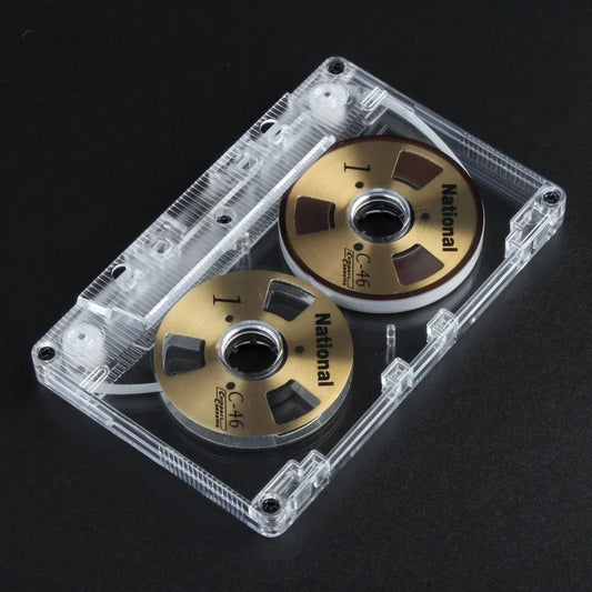 Clear plastic diy blank audio cassette tape with gold spools national c-46 low noise 46 min recording time