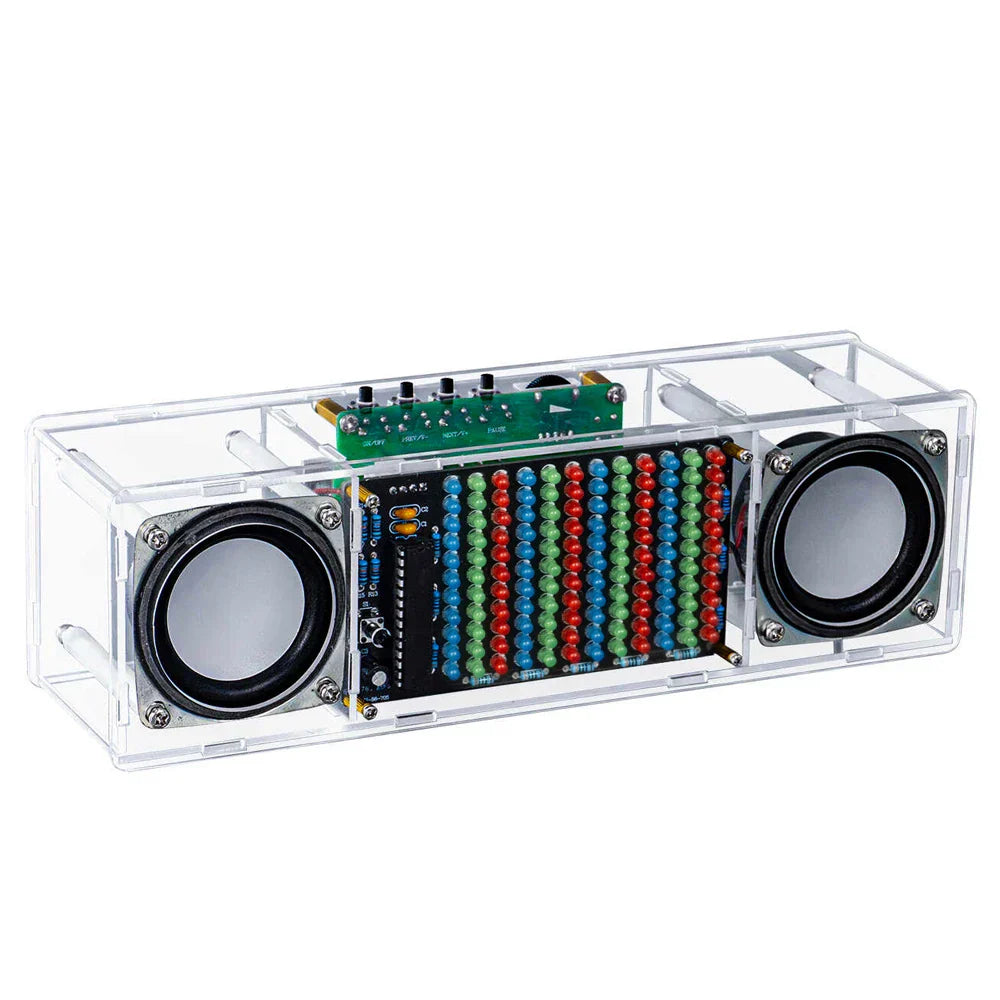 Clear acrylic diy bluetooth speaker kit electronic with transparent dual drivers colorful led beads amplifier dc5v