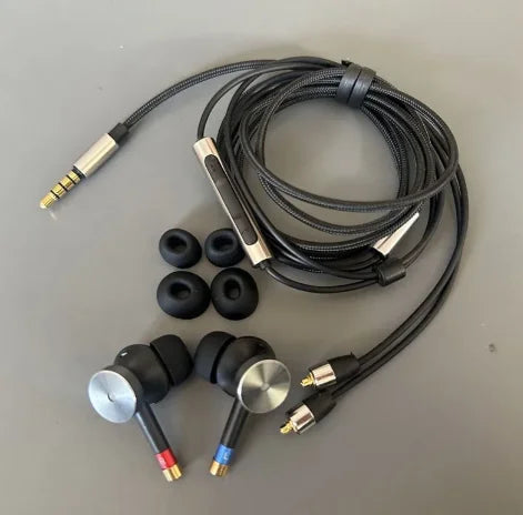 Black diy mmcx hifi in-ear headphones with metal deep bass, detachable cable audiophile earbuds and braided cable