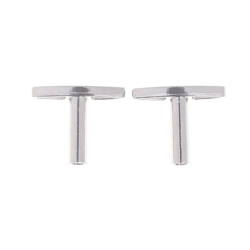 A pair of sleek silver-toned metal cufflinks with a minimalist t-shaped design for diy music box rotating handle accessories musical tools