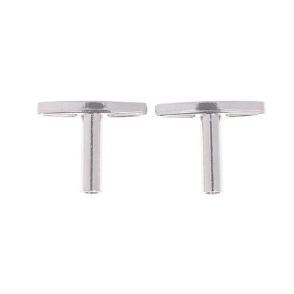 A pair of sleek silver-toned metal cufflinks with a minimalist t-shaped design for diy music box rotating handle accessories musical tools