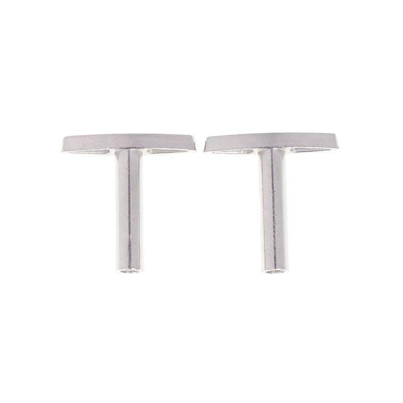 A pair of sleek silver metal cufflinks with minimalist t-shaped design for diy music box rotating handle accessories musical tools