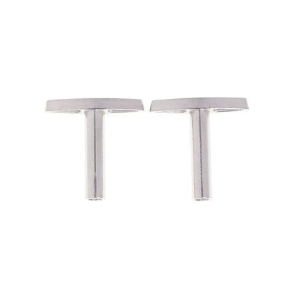 A pair of sleek silver metal cufflinks with minimalist t-shaped design for diy music box rotating handle accessories musical tools