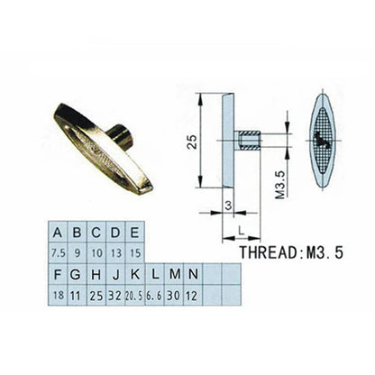 Gold-colored oval metal knob with threaded shaft for diy music box rotating handle accessories musical tools use