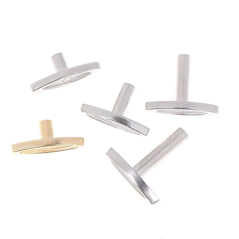 Silver and gold-toned metallic t-shaped drawer pulls with brushed finish for diy music box rotating handle accessories musical tools