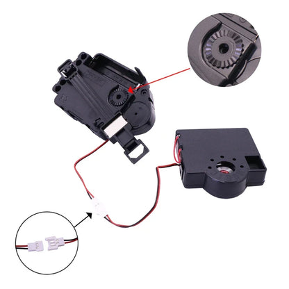 Black plastic silent clock movement mechanism with red wiring and white connectors for high quality wall clocks