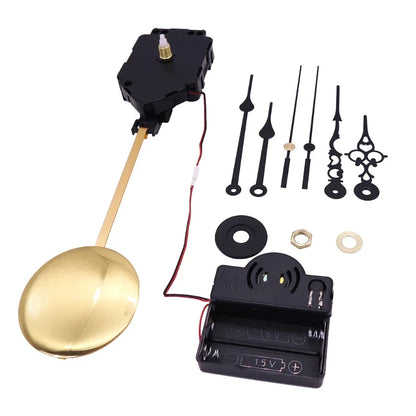 Gold-colored pendulum with polished spherical bob and slender rod for high quality clock movement in wall clocks