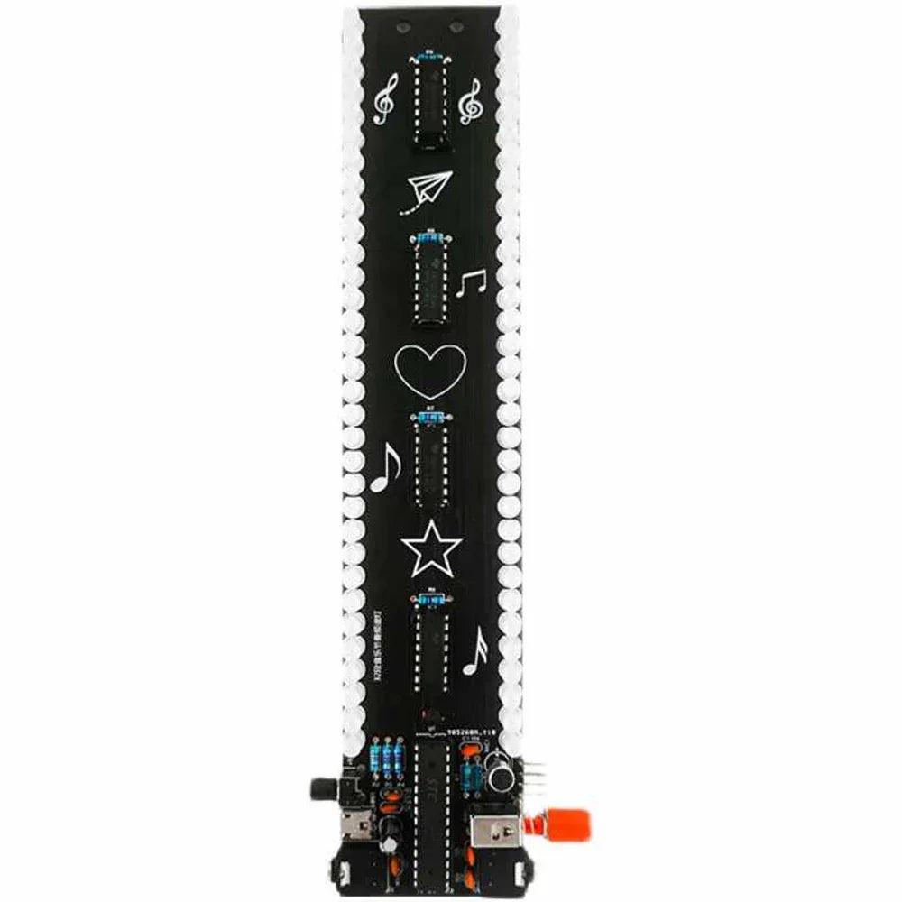 Black diy sound control led music spectrum electronic kit with white musical note paper airplane heart and star decals