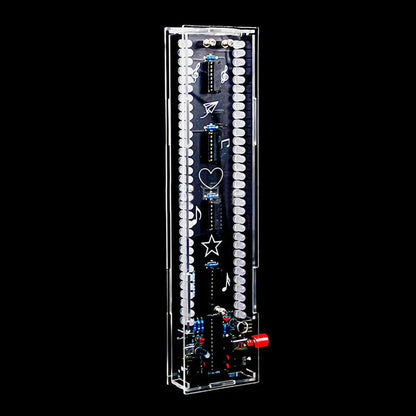 Clear acrylic jewelry display case with black interior and decorative cutouts for led music spectrum effects diy soldering kit