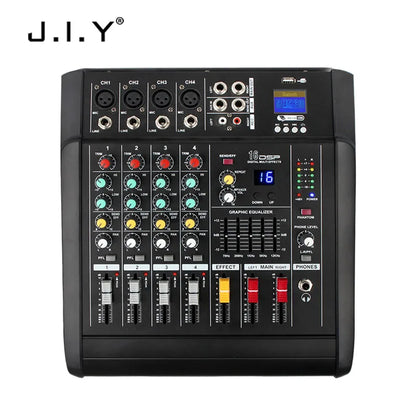 Black j.i.y. using a black 4 channel 500w stage computer digital mixer bluetooth dj mixer for pc performance