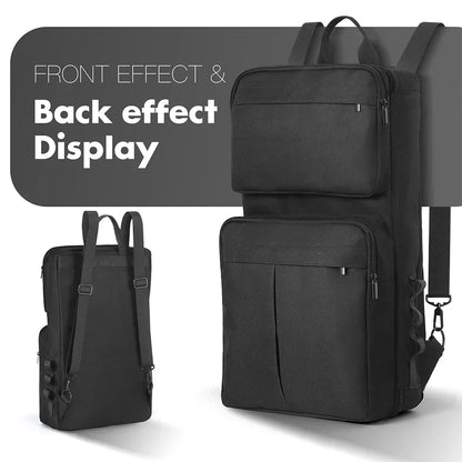 Black multifunctional dj backpack with multiple zippered compartments and adjustable shoulder strap for pioneer ddj-400 and roland dj-202