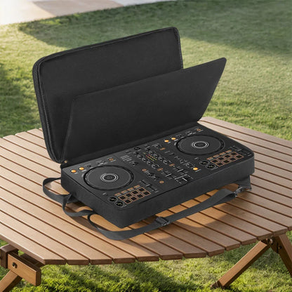 Black shockproof controller case with gold buttons and adjustable shoulder strap for pioneer ddj-400 and roland dj-202