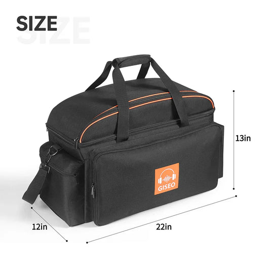 Black giseo cable file bag with orange zipper trim and detachable dividers travel musicians gig bag for dj gear
