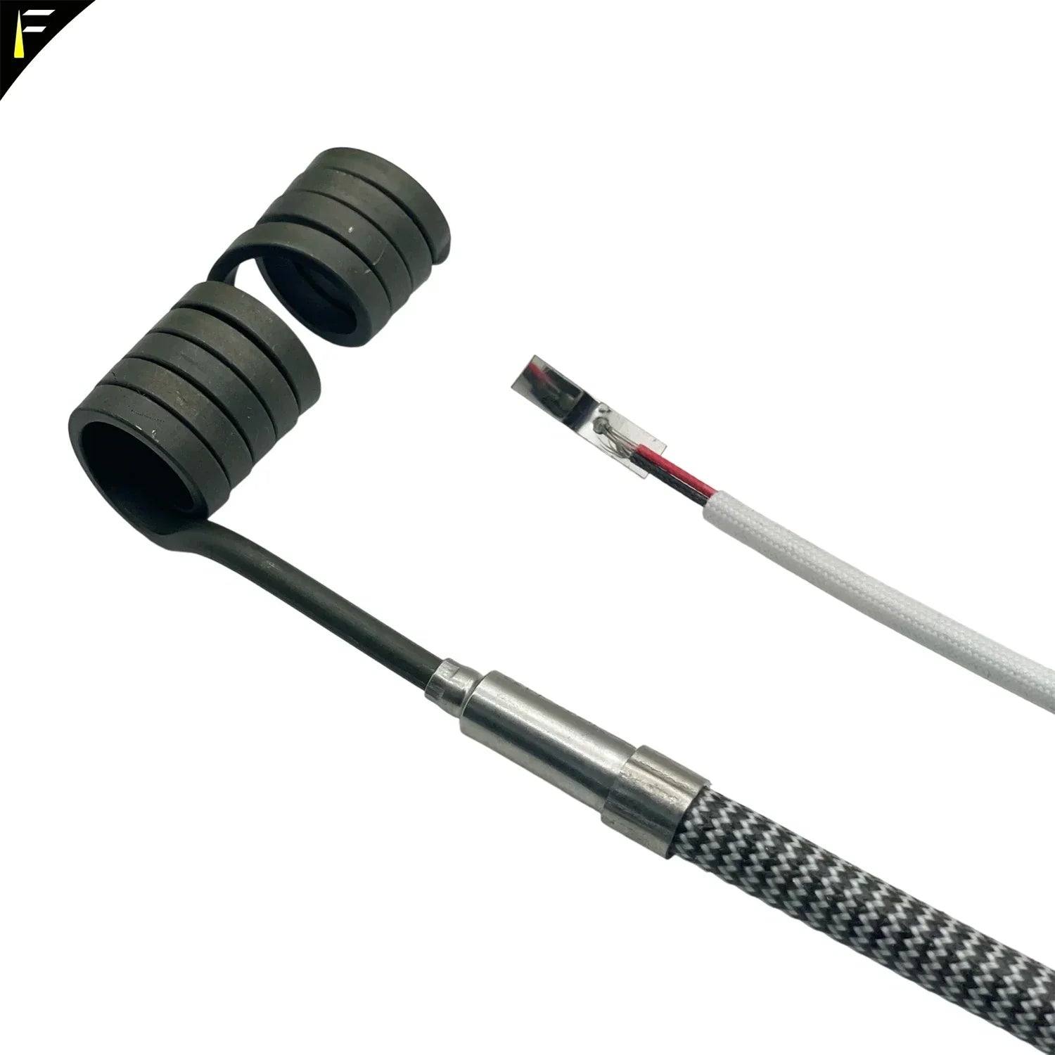 Black coiled parts heat coil with metallic connector and braided cable for dj club dmx512 cold spark device fountain
