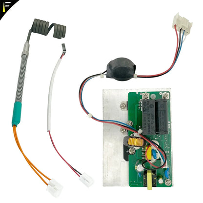 Green circuit board with silver casing and black components featuring coiled parts heat coil for club dmx512 cold spark device fountain