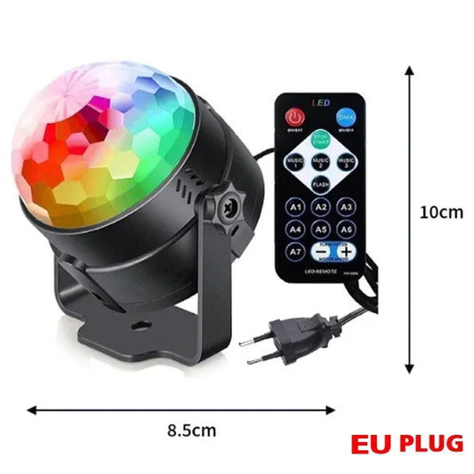 Black led colorful strobe light disco ball with faceted multi-colored sphere and remote control for kids birthday wedding parties