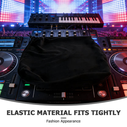 Black velvet console dust guard cover stretchy elastic protective shield for sound mixer studio recording equipment