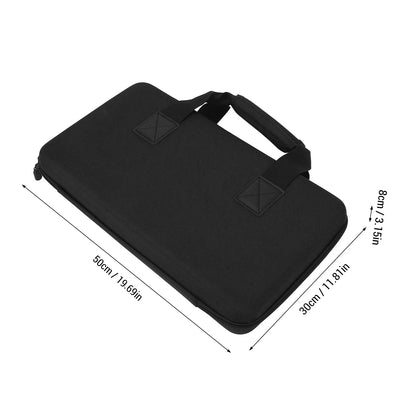 Black textured eva dj controller case with cushioning sponge safety, reinforced handle, and diamond-patterned patches