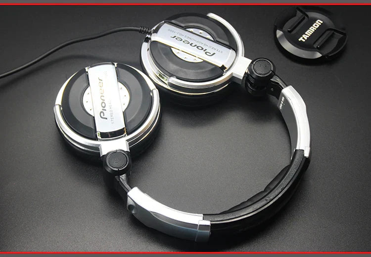 Black and silver pioneer dj earphones dj music with sleek design for tuning earphones monitor use on mobile phone computer