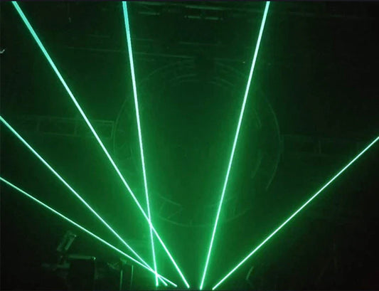 Green laser beams from the dj laser projector 6x500mw eyes beam lasers with dmx control moving head lights