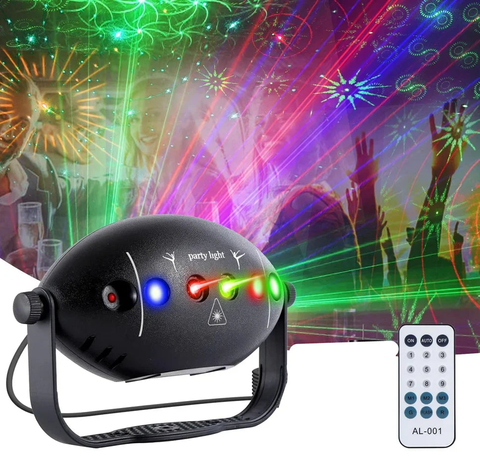 Black oval-shaped dj lighting stage party light projector with red blue green led backlight flashing patterns for indoor use