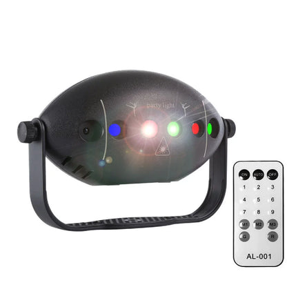 Black oval-shaped party light with multicolored led backlight flashing patterns and remote control for disco ball lights