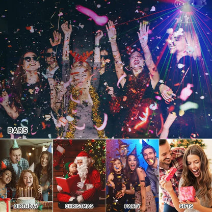 A festive party collage featuring disco ball lights with led backlight flashing patterns ideal for celebrations