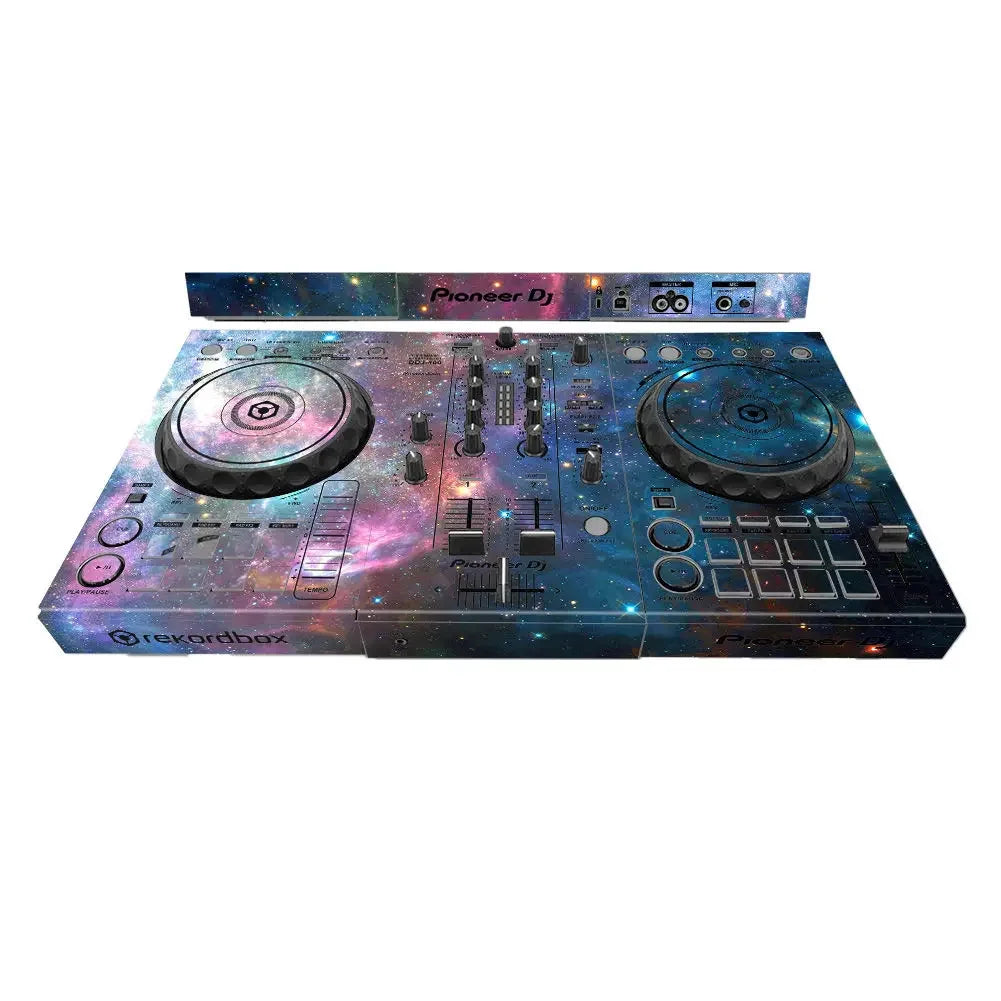 Pioneer ddj-400 sb3 dj player with cosmic galaxy type beat music machine protective film in blue purple and pink