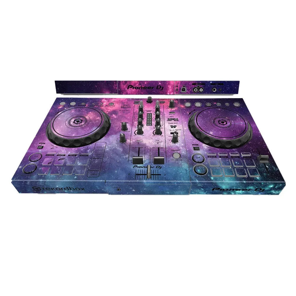 Pioneer ddj-400 sb3 dj player with vibrant galaxy machine protective film in purples pinks and blues for type beat music