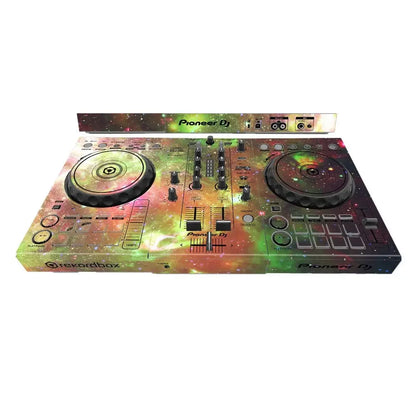 Pioneer ddj-400 sb3 dj player with vibrant galaxy-themed machine protective film featuring swirling neons and stars