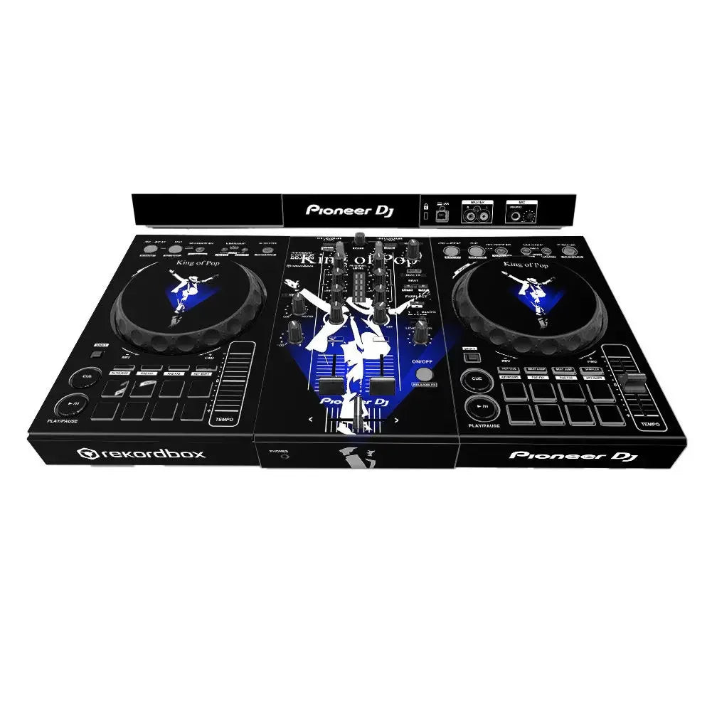 Black pioneer ddj-400 sb3 dj player controller with blue and white king of pop michael jackson type beat music protective film