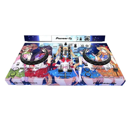 Pioneer ddj-400 sb3 dj player with vibrant anime character decals covered by a machine protective film for type beat music