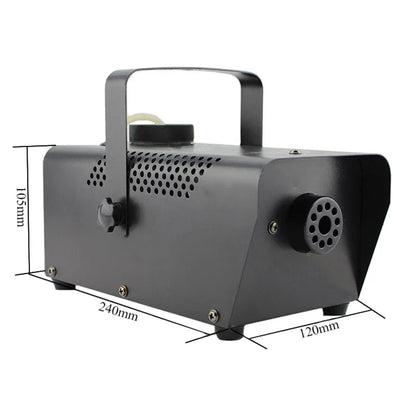 Black metal party automatic smoke machine with perforated side panels and top handle control 400w mini fog machines disco