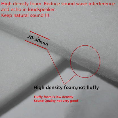 White high-density foam acoustic panel designed to reduce echo for speaker cabinet accessories in woofer home theater systems