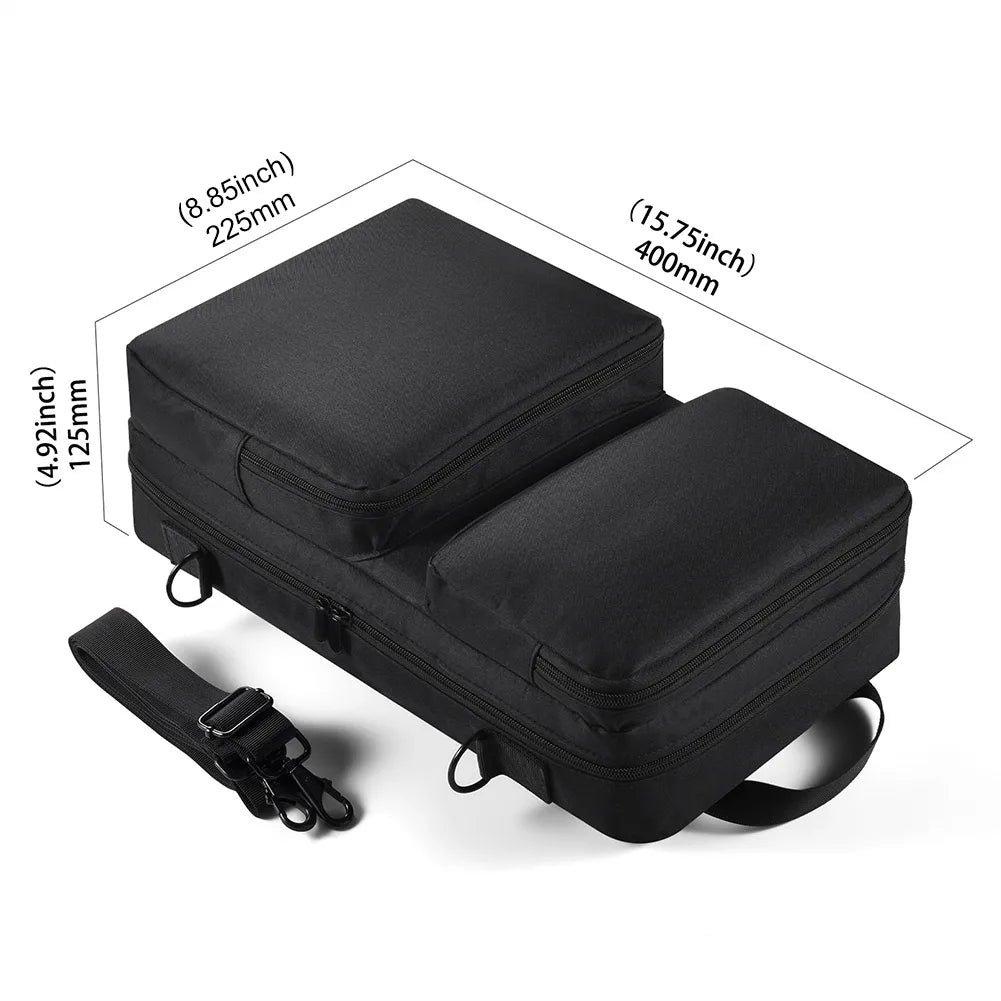 Black nylon dual-compartment carrying bag storage with adjustable strap for hercules inpulse and pioneer ddj-200 ddj-wego4