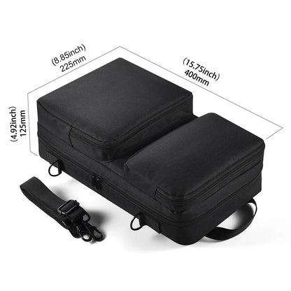 Black nylon dual-compartment carrying bag storage with adjustable strap for hercules inpulse and pioneer ddj-200 ddj-wego4
