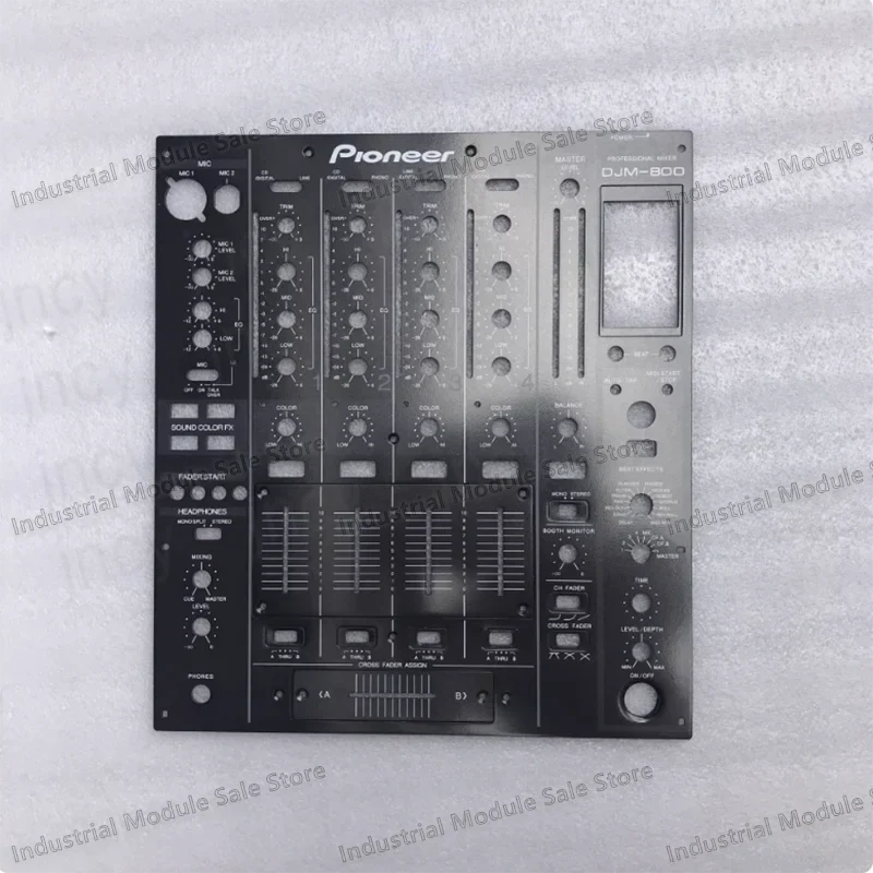 Black pioneer djm-900 mixer panel with silver accents and multiple controls forpioneer panel full faceplate set