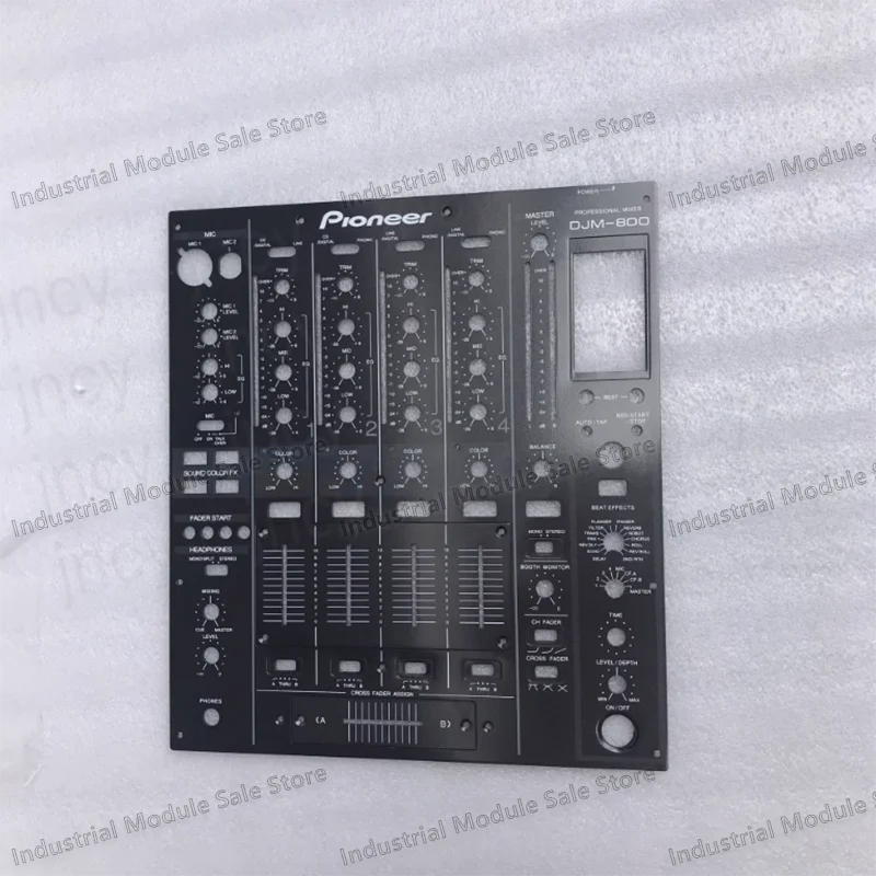 Black pioneer djm-800 professional audio mixer panel with silver knobs and sliders forpioneer panel full faceplate set