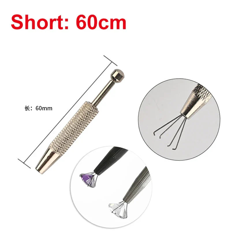 Silver metal diamond tester with textured grip and three-pronged claw head for gemstone gem selector watcher tool led