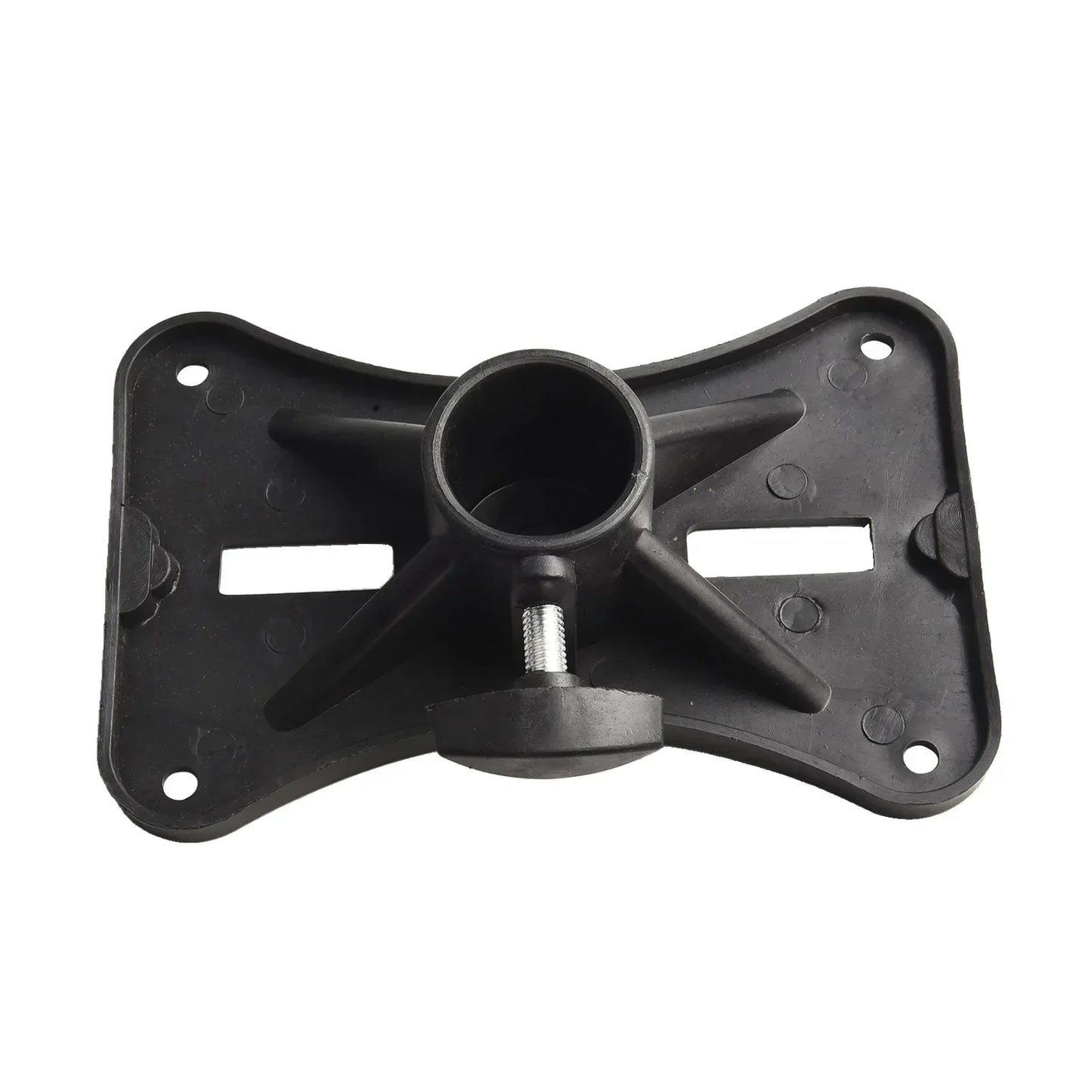 Black plastic djpa speakers cap with central cylindrical hole and adjustable screw for speaker stand adapter easy installation mount