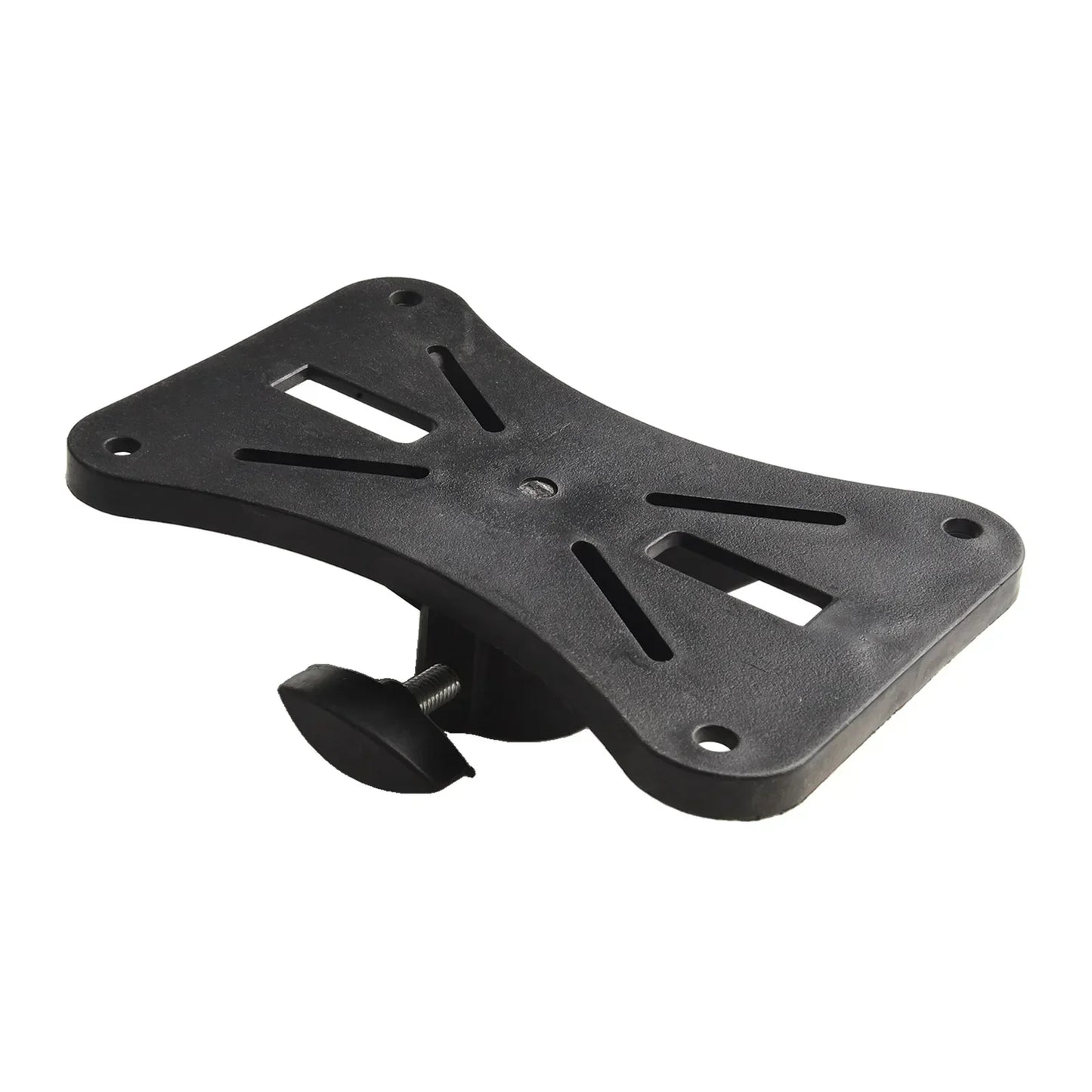 Black plastic djpa speakers cap with central adjustable clamp and cutout slots for easy installation mount speaker stand adapter