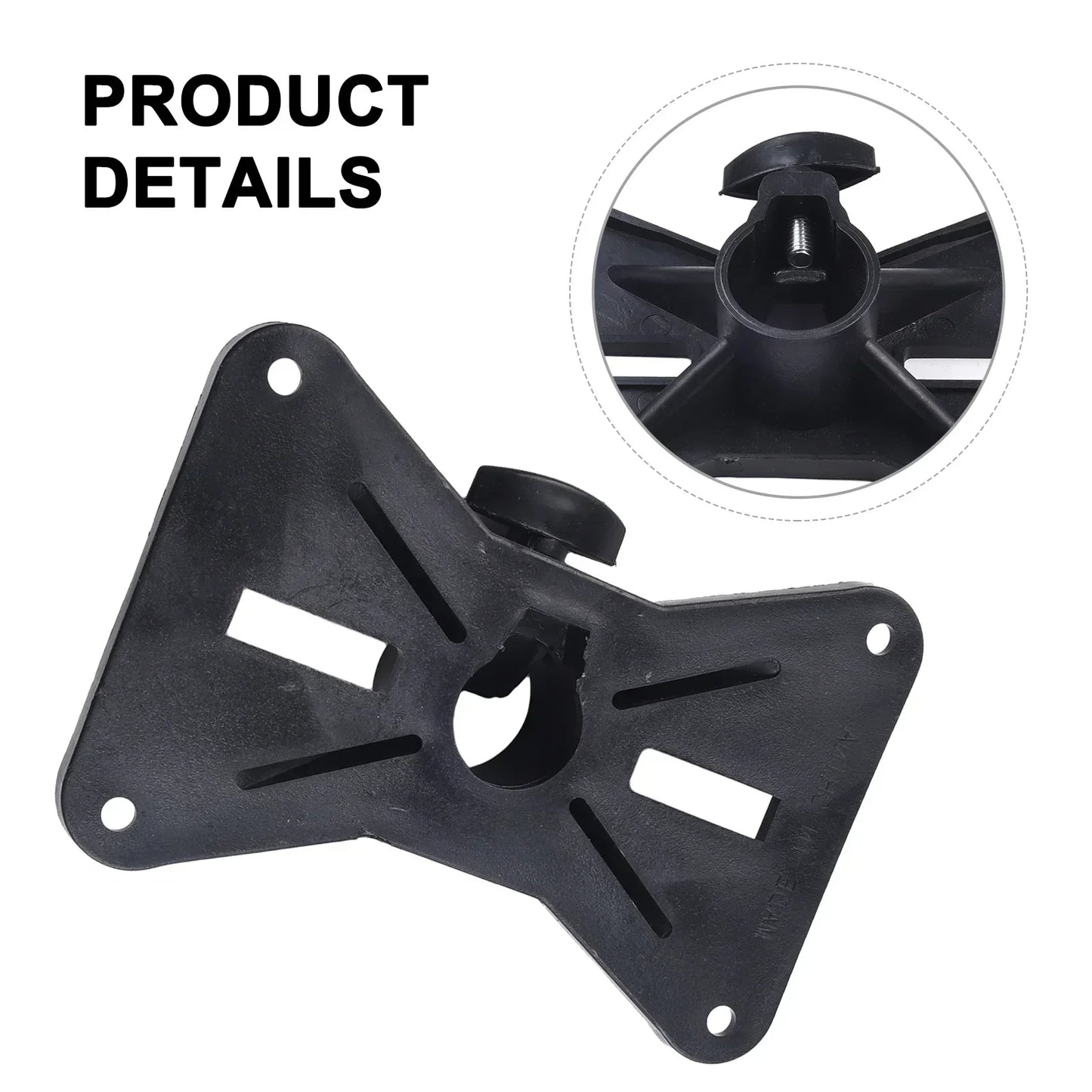 Black plastic djpa speakers cap speaker stand adapter with central adjustable clamp and four mounting holes for easy installation mount