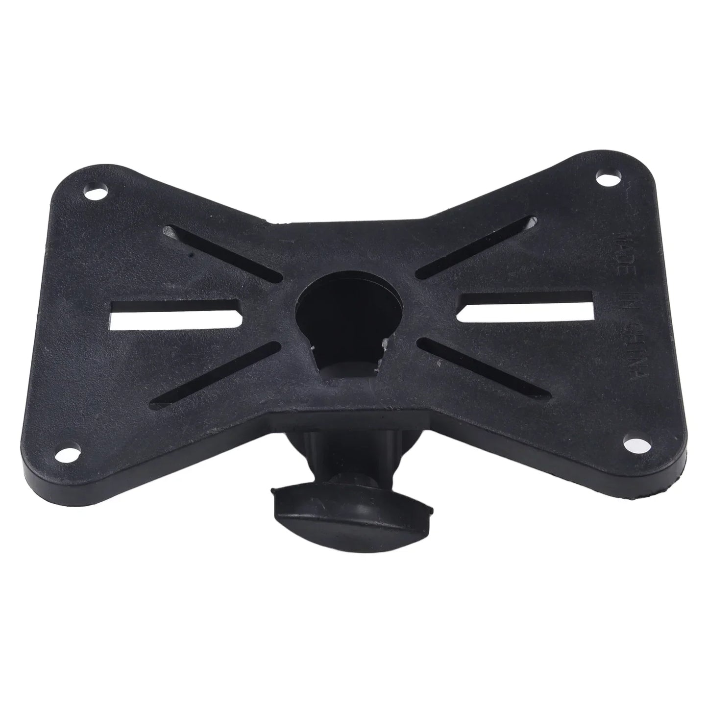 Black plastic djpa speakers cap speaker stand adapter with central keyhole and four mounting holes for easy installation mount