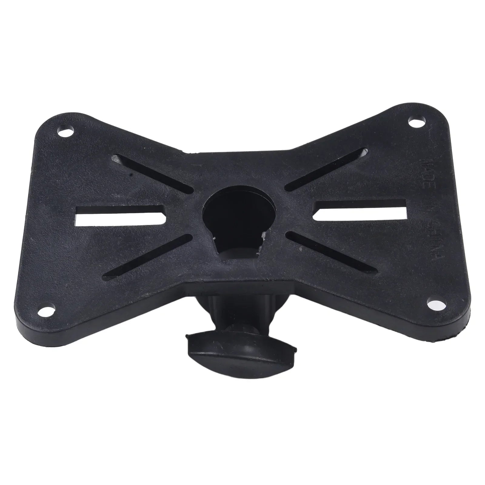 Black plastic djpa speakers cap speaker stand adapter with central keyhole and four mounting holes for easy installation mount