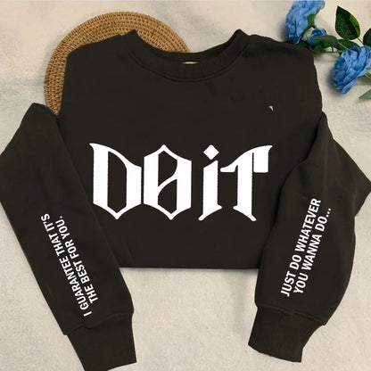 Black cropped crewneck sweatshirt women with white gothic lettering matching skz sweatshirts pullover for pink kpop fan merch