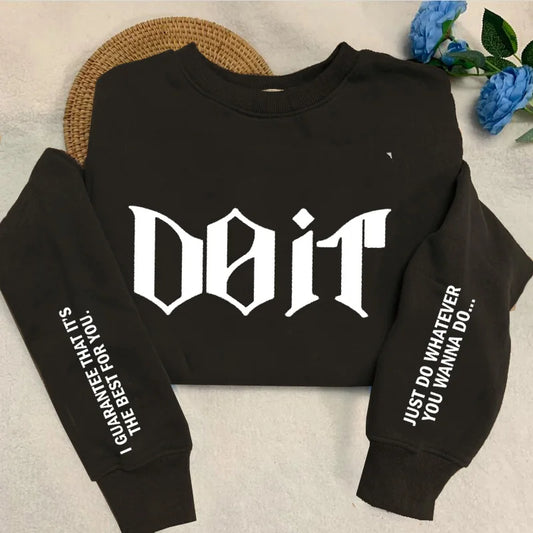 Black cropped crewneck sweatshirt women with white gothic lettering matching skz sweatshirts pullover for pink kpop fan merch