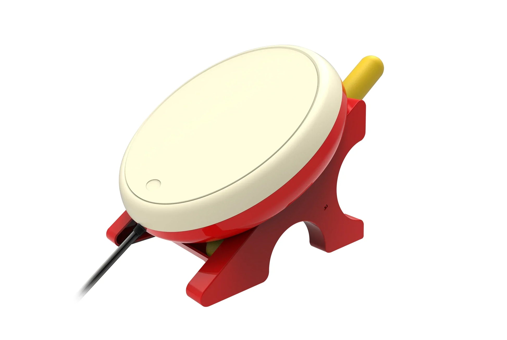 Red and cream dobe tns-1867d drum controller with yellow handle on red stand for switch console taiko tatsujin master video game